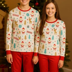 Pijamas meia estação infantil de Natal 4 ao 12