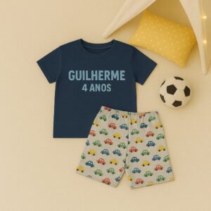 Pijama Infantil de verão personalizado 4 ao 12
